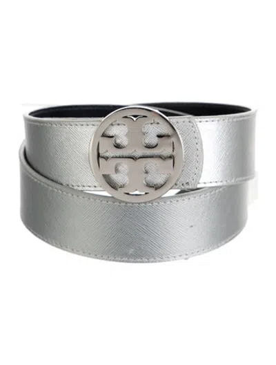 Pre-owned Tory Burch Leather Waist Belt In Metallic/silver