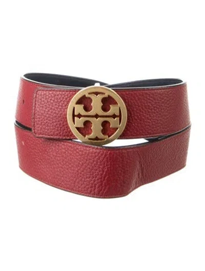 Pre-owned Tory Burch Leather Waist Belt In Red