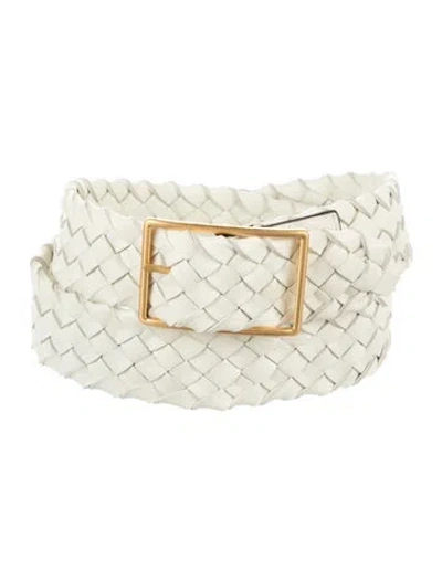 Pre-owned Tory Burch Leather Waist Belt In White