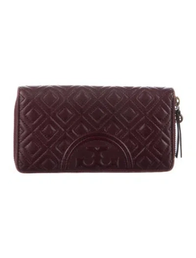 Pre-owned Tory Burch Leather Wallet In Burgundy