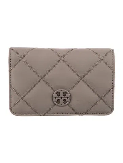 Pre-owned Tory Burch Leather Wallet In Gray