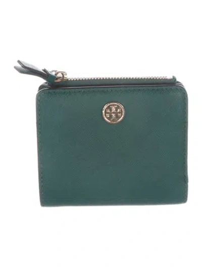 Pre-owned Tory Burch Leather Wallet In Green