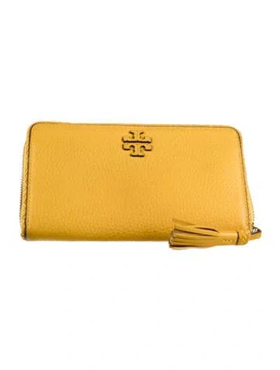 Pre-owned Tory Burch Leather Wallet In Yellow
