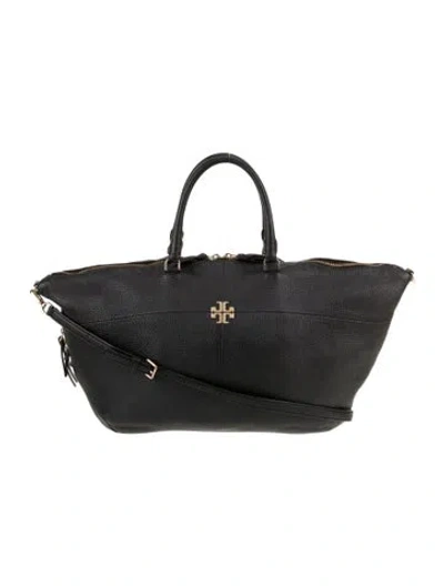 Pre-owned Tory Burch Leather Weekender Bag In Black