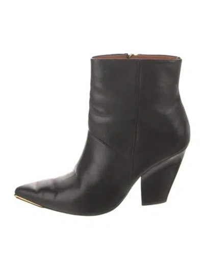 Pre-owned Tory Burch Leather Western Boots In Black