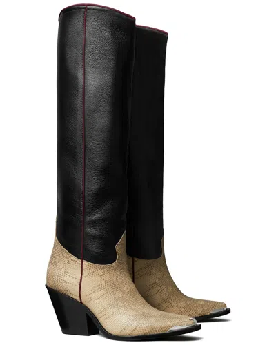 Tory Burch Leather Western Tall Boot In Brown
