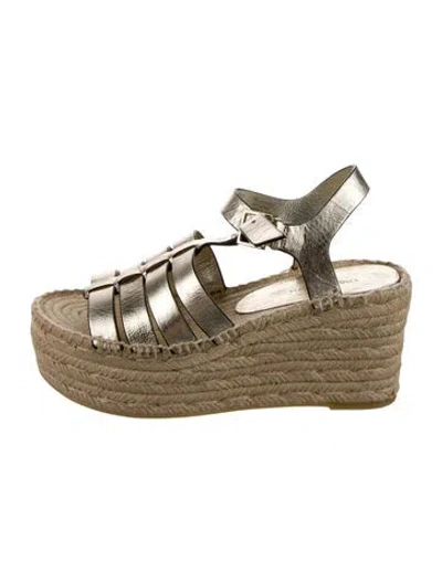 Pre-owned Tory Burch Leather Whipstitch Trim Espadrilles