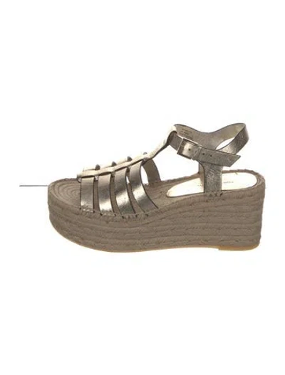 Pre-owned Tory Burch Leather Whipstitch Trim Espadrilles