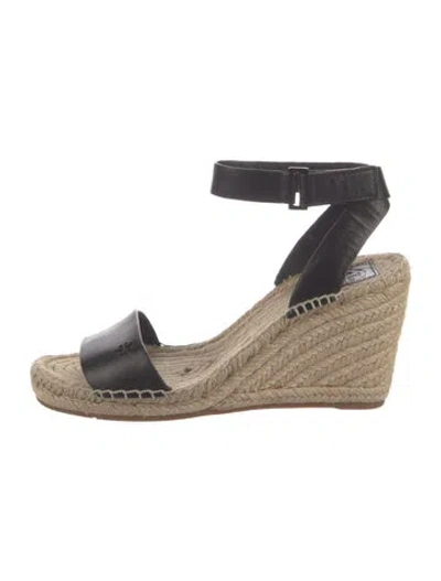 Pre-owned Tory Burch Leather Whipstitch Trim Espadrilles