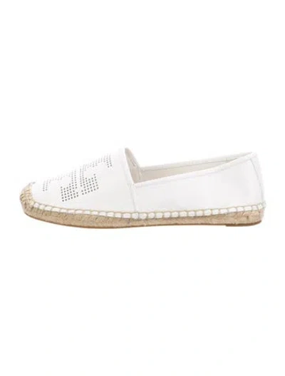 Pre-owned Tory Burch Leather Whipstitch Trim Espadrilles In White