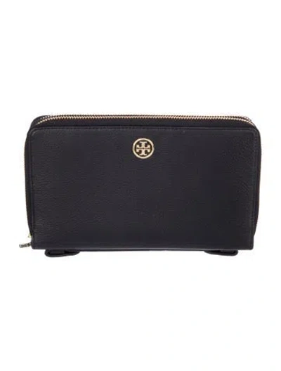 Pre-owned Tory Burch Leather Wristlet In Black