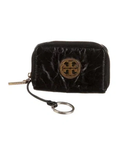Pre-owned Tory Burch Leather Wristlet In Black