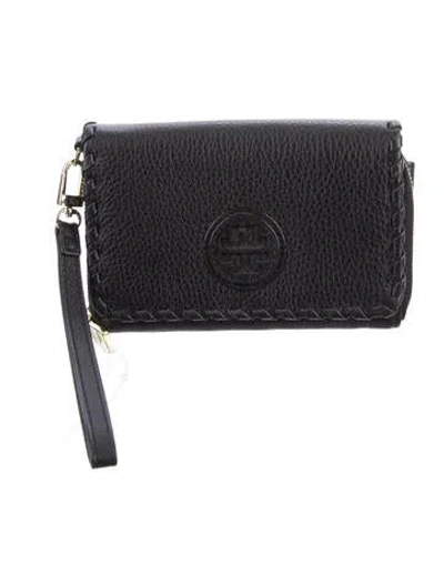 Pre-owned Tory Burch Leather Wristlet In Black