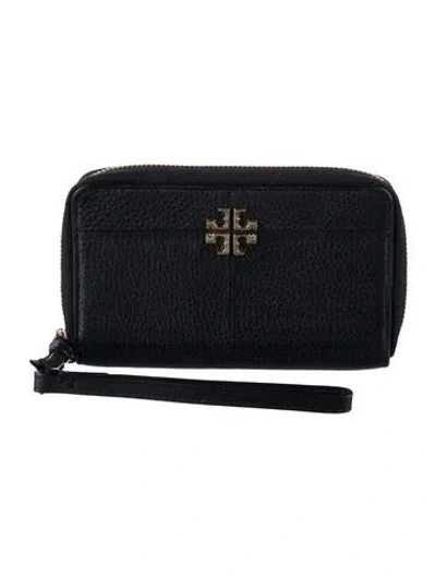 Pre-owned Tory Burch Leather Wristlet In Black