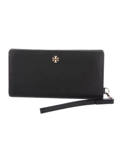 Pre-owned Tory Burch Leather Wristlet In Black