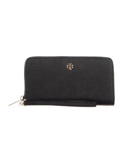 Pre-owned Tory Burch Leather Wristlet In Black