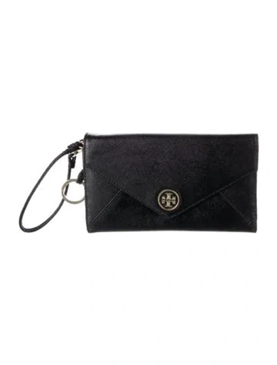 Pre-owned Tory Burch Leather Wristlet In Black