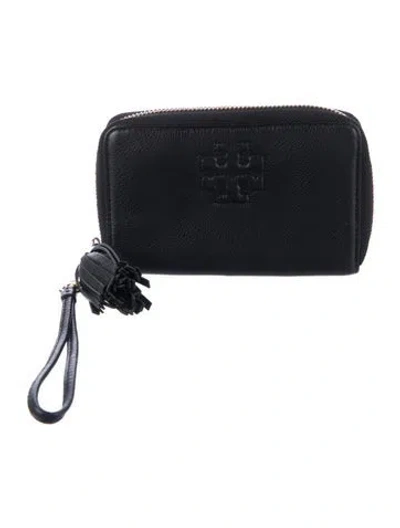 Pre-owned Tory Burch Leather Wristlet In Black
