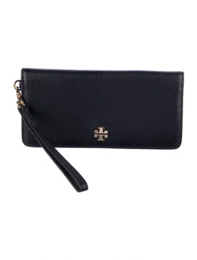 Pre-owned Tory Burch Leather Wristlet In Black