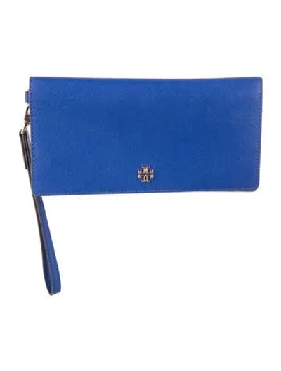 Pre-owned Tory Burch Leather Wristlet In Blue