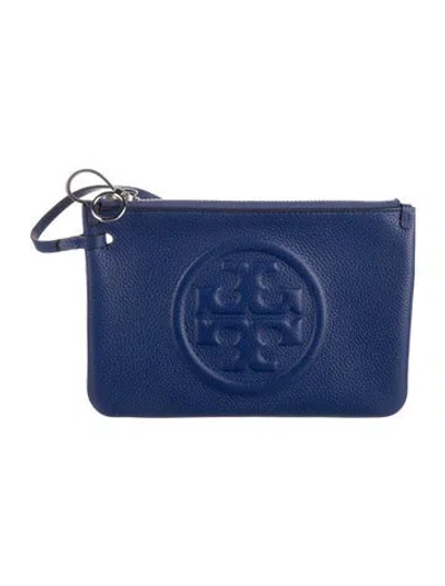 Pre-owned Tory Burch Leather Wristlet In Blue