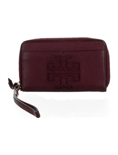 Pre-owned Tory Burch Leather Wristlet In Brown