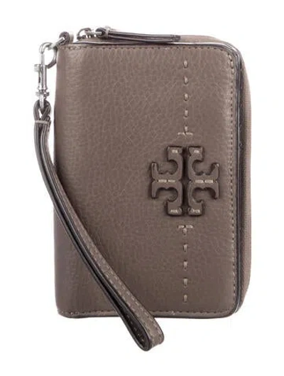 Pre-owned Tory Burch Leather Wristlet In Brown