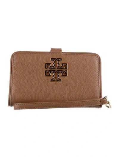 Pre-owned Tory Burch Leather Wristlet In Brown