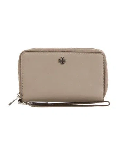 Pre-owned Tory Burch Leather Wristlet In Neutral