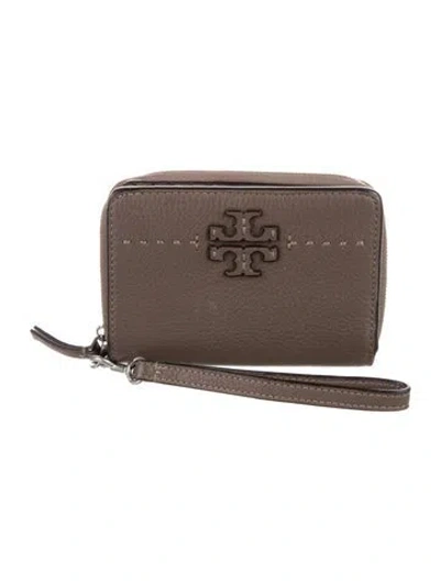 Pre-owned Tory Burch Leather Wristlet In Neutral