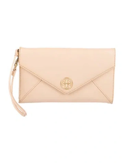 Pre-owned Tory Burch Leather Wristlet In Neutral
