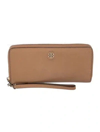 Pre-owned Tory Burch Leather Wristlet In Neutral