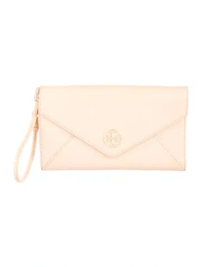 Pre-owned Tory Burch Leather Wristlet In Neutral