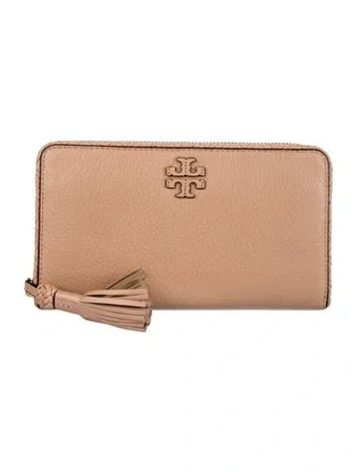 Pre-owned Tory Burch Leather Wristlet In Neutral