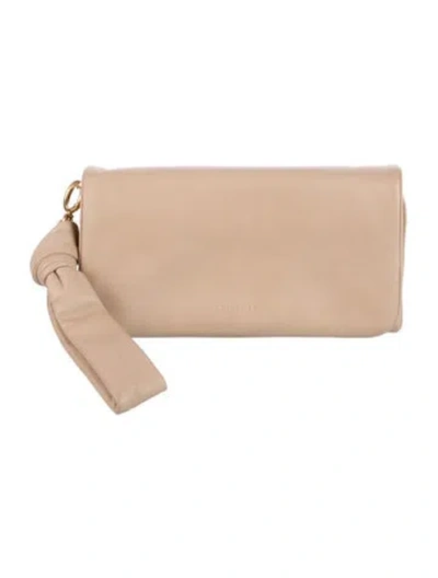 Pre-owned Tory Burch Leather Wristlet In Neutral