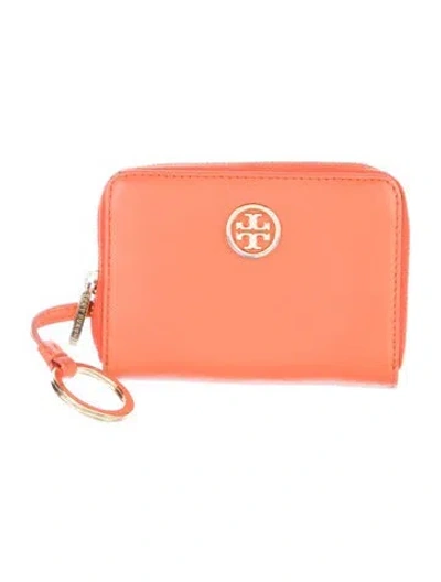 Pre-owned Tory Burch Leather Wristlet In Orange