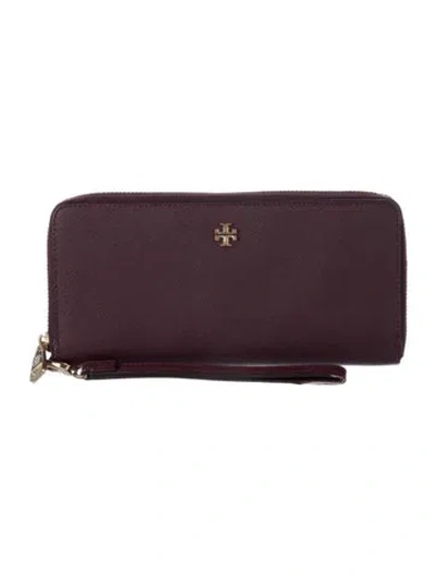 Pre-owned Tory Burch Leather Wristlet In Purple