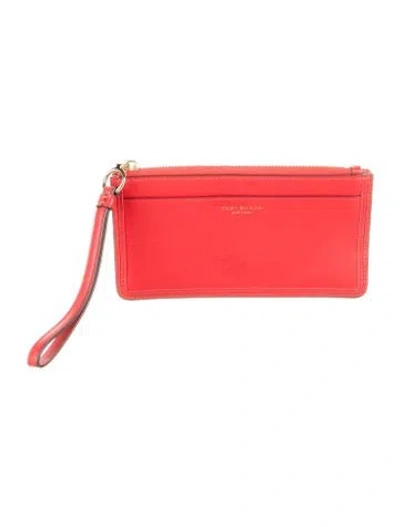 Pre-owned Tory Burch Leather Wristlet In Red