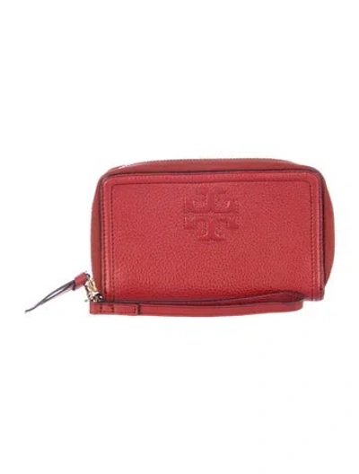 Pre-owned Tory Burch Leather Wristlet In Red