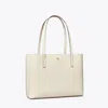 Tory Burch Leather Zip Tote In New Ivory/devon Sand