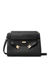 Tory Burch Lee Radziwill Black Shoulder Bag With Single Shoulder Strap And Front Clasp Closure In Leather Woman