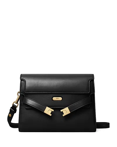 Tory Burch Lee Radziwill Leather Shoulder Bag In Black