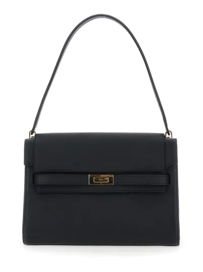 Tory Burch Chloé Sand Canvas Carry Shoulder Bag In Black