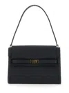 Tory Burch Structured Leather Shoulder Bag With Gold-tone Clasp In Black