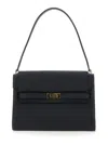 Tory Burch Lee Radziwill Black Shoulder Bag With Single Shoulder Strap And Front Clasp Closure In Leather Woman In Black
