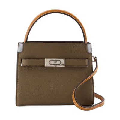 Tory Burch Lee Radziwill Color-block Petite Double Bag In Brown