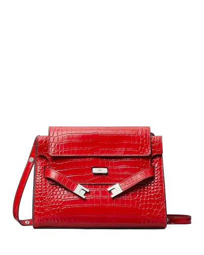 Tory Burch Lee Radziwill Croc Embossed Shoulder Bag