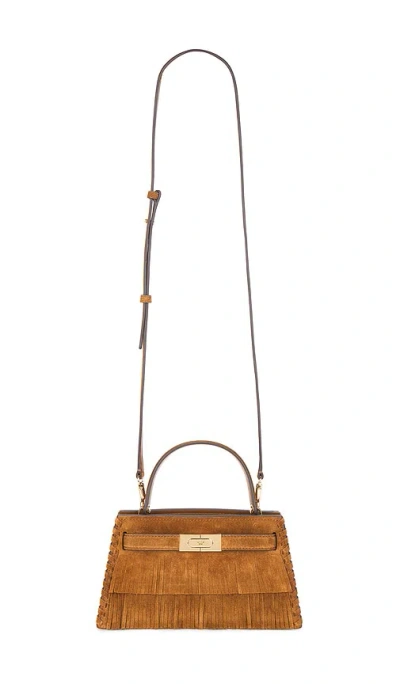 Tory Burch Lee Radziwill Fringe Mini Top Handle Bag In Brown