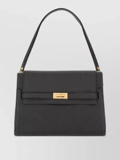 Tory Burch Lee Radziwill Large Leather Clutch Bag In Black