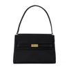 Tory Burch Structured Leather Shoulder Bag With Gold-tone Clasp In Black